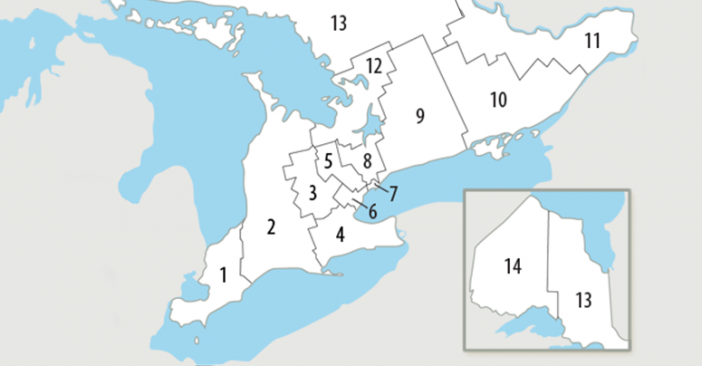 Map of LHINs in Ontario